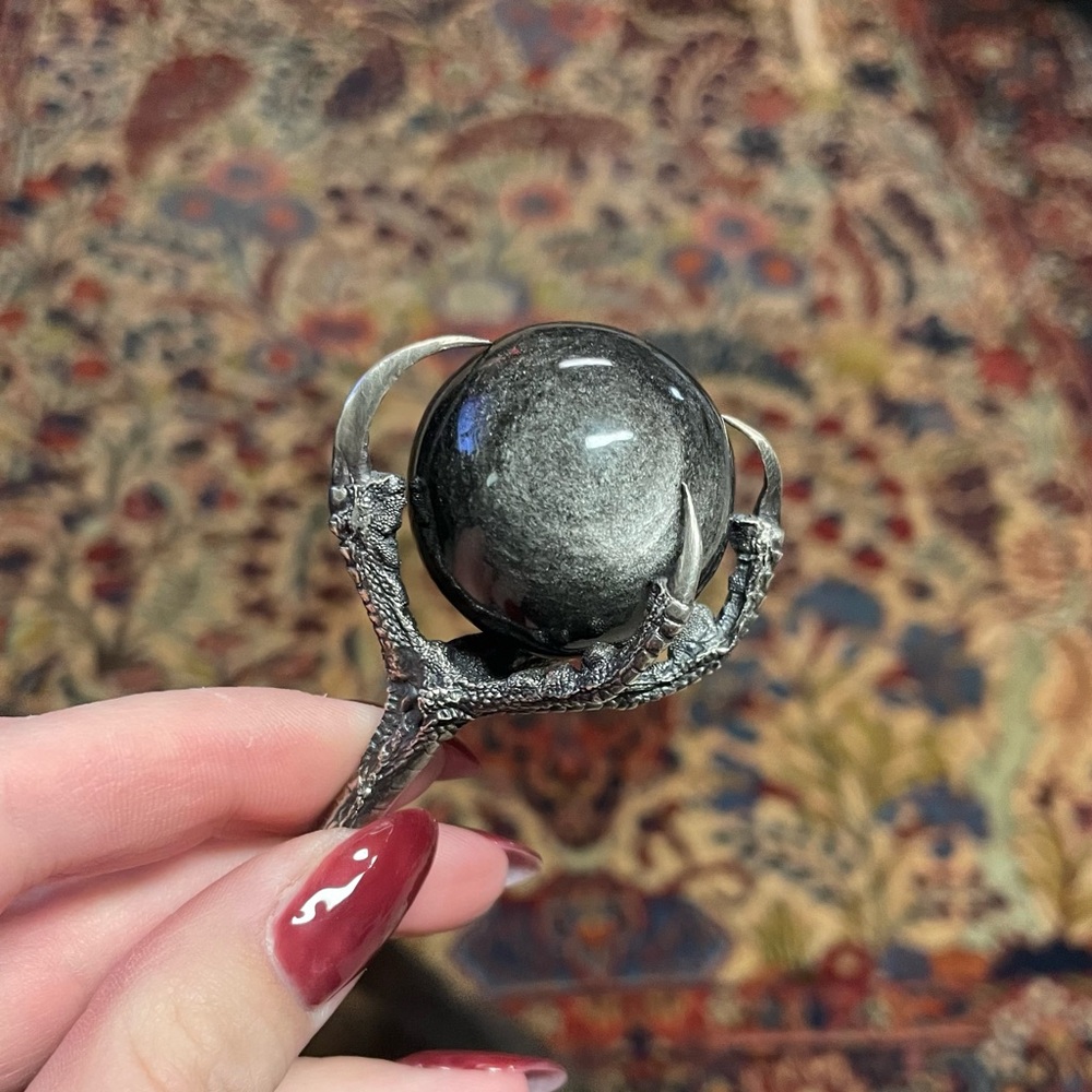 Bloodmilk OOAK Silver Sheen Obsidian Messenger